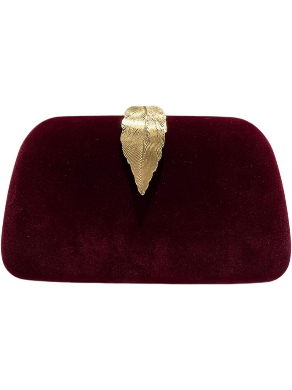 Women's Wine Red Elegant Clutch Purse Metallic Leaves Clasp Banquet Evening Bag